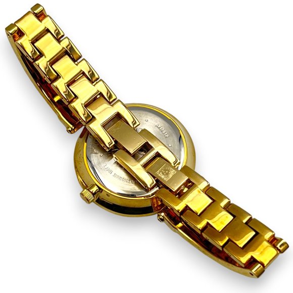 Vintage \'80s Anne Klein MOP & Diamond Face, Shimmery Enamel Goldtone Link Watch main image 6